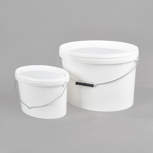 Kunststoff-Ovaleimer, weiß, mit Metall-Tragebügel, incl. weißem Deckel, 3 Liter, 5 Liter, 11 Liter, 18 Liter